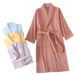 Pure cotton towels, bathrobe, female long water absorption, fast dry cotton yukata men's swimming bath, wearable bath towels, robe