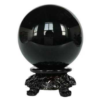 Natural obsidian ornaments, raw stone crystal ball, feng shui desktop handle piece, anti-villain stone, smelting obsidian