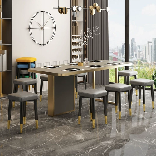 Домохозяйство Light Luxury Stool может сложить квадратную скамью стула современное минималистское столовое круглый стул творческий стул гостиной маленький стул