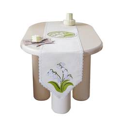Modern simple lily of the valley embroidery table flag