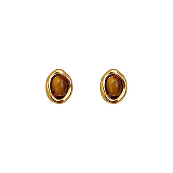 
Maillard Tiger Eye Oval Stud Earrings