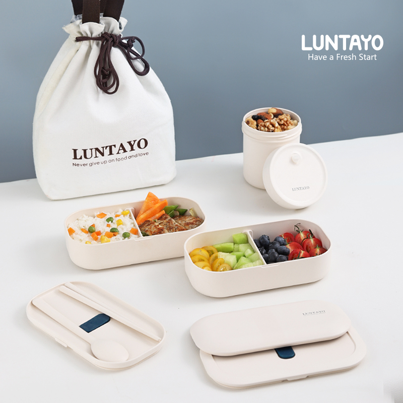 日本luntayo饭盒水果便当盒可微波炉加热专用餐盒上班族轻食野餐