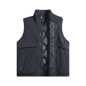 
BOYUE silk jump workwear stand collar fashionable solid color quilted vest for men and women simple youth zipper vest jacket