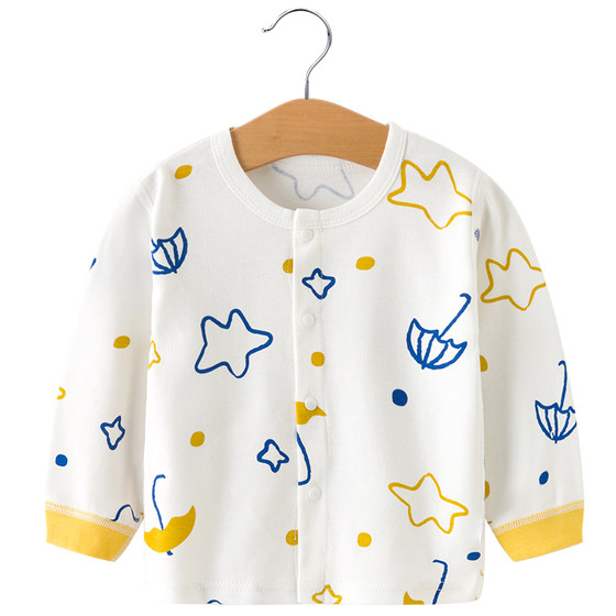 Baby autumn clothing single-piece cardigan baby T-shirt girl autumn dress spring autumn pure cotton boy long-sleeved bottom shirt 1-5
