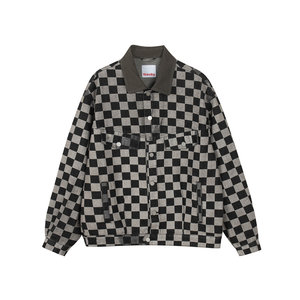 
INXXStandby Checkerboard High Street Denim Jacket Men's Retro Loose Lapel Jacket Top Women's Trendy