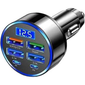 
Car fast charging charger super fast charging car cigarette lighter one minute six conversion car charger USB multi-port flash charging head
