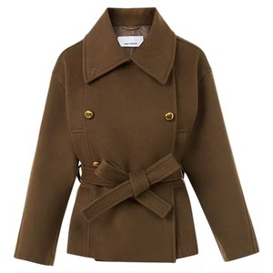 
Langzi retro double-breasted wool short wool jacket for women's lapel design sense 2025 new winter