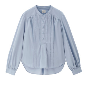 
Giordano 2026 spring new pure cotton poplin commuter white stand-up collar long-sleeved casual shirt for women 05345102