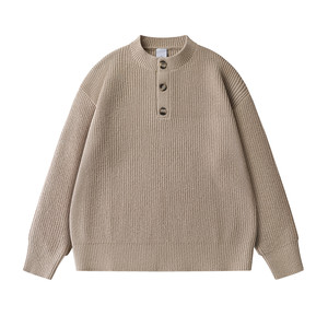 
Henry collar half cardigan sweater for men 2026 new spring and autumn loose casual versatile lazy style knitted sweater top