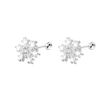 Miss Z 999 foot silver, Japanese and Korean female snowflake earrings