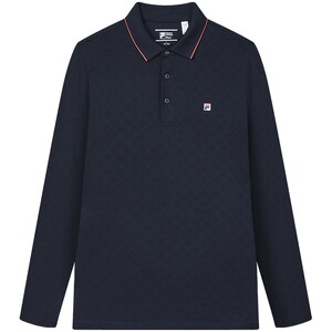 
FILA official men's knitted long-sleeved POLO shirt 2024 autumn new casual simple base top