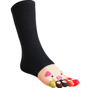 
Five-finger socks for women pure cotton 100% genuine autumn and winter medium tube full cotton breathable toe socks seamless comfortable and odor-proof heeled socks