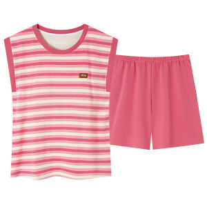 草本西子睡衣女款2026新款夏季纯棉带胸垫背心大码秀美家居服夏天