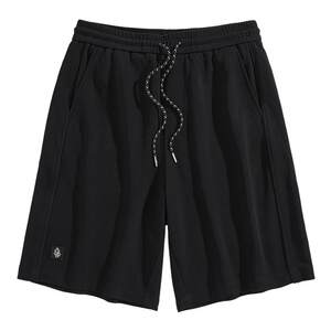 
Peacebird men's fashion black drawstring pinch pants knitted jacquard fashion casual pants summer shorts men
