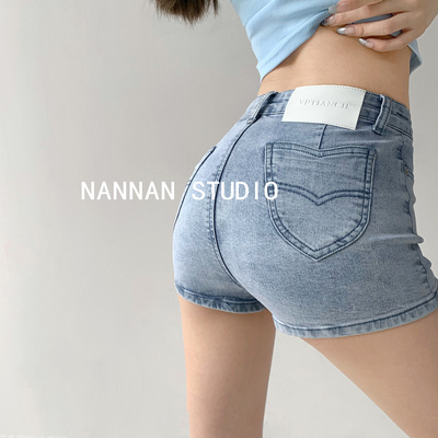 taobao agent Tide, sexy elastic underwear for hips shape correction, denim skirt, shorts, summer pants, tight, A-line