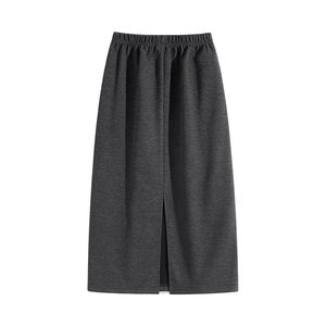 
one more wool dark gray skirt women's 2025 new autumn and winter acetate mid-length skirt A-line half skirt S