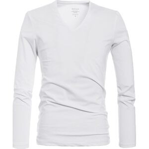 Yuanben Xinjiang cotton autumn clothing V -neck long -sleeved T -shirt men with tide black men's slim bottom shirt white top
