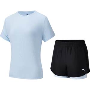 
ANTA sports suit women's 2026 summer shorts quick-drying breathable short-sleeved badminton sportswear physical examination two-piece set
