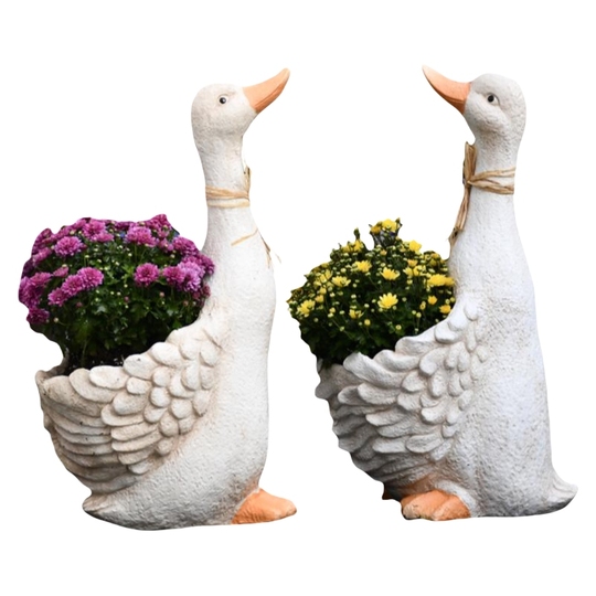 かわいいアヒルの花瓶 - フレンチ・パストラル・ガーデンオーナメント