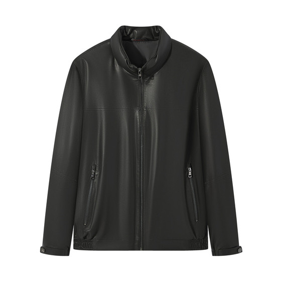 
[Lightweight Goat Leather 85% Goose Down] Qi Brand Stand Collar Business Thick Windproof Men's Winter Genuine Leather Jacket