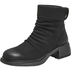 
TATA His Her Boots Women's 2025 Velvet Fashion Boots Black Short Boots Thick Soled Slim Boots 7C843DD5