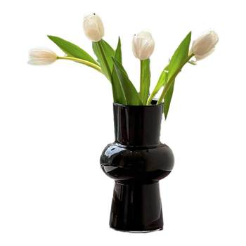 Retro black glass vase light luxury
