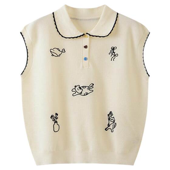 
Nishimachi Muraya Sweet Style Sleeveless Sweater Women's 2026 Summer New Doll Collar Top XABB10150