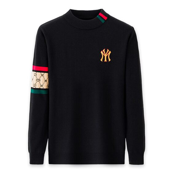 
Genuine Italian long-sleeved half-turtleneck woolen sweater for men, warm and trendy embroidered cashmere inner base layer sweater