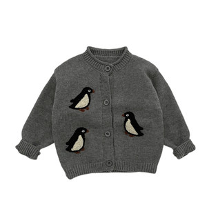 
Boys coat autumn and winter cartoon knitted cardigan vest baby boy thickened warm sweater baby casual top