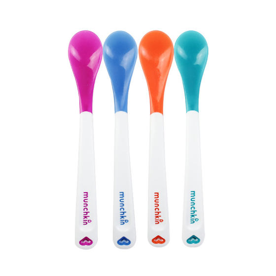 
Mackenzie temperature sensing spoon Munchkin baby spoon baby silicone soft spoon newborn soft head color changing food spoon