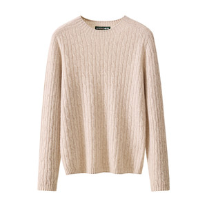 
Chunzhu Autumn and Winter New Wool Cashmere Blended Round Neck Fitted Twist Comfortable and Versatile Long Sleeve Women's Wool Sweater