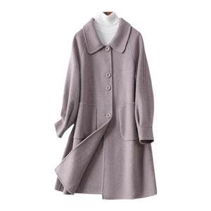 
Wool double-sided coat for women, mid-length lapel Korean style loose spring and autumn new high-end temperament woolen coat for women