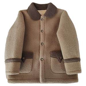 Fur all -in -one lamb velvete outer set female autumn and winter new plus velvet thick maternal dress medium long granular velvet coat
