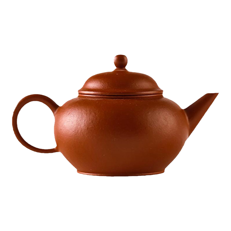 中国茶器 紫砂壺 宜興 在銘 朱泥 菊形 急須 底款：顧景舟 顾景舟