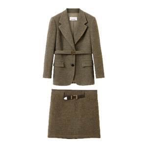 
Langzi's new winter style pure wool retro herringbone pattern high-intelligence suit jacket temperament waist suit