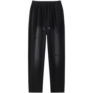 
Plush trousers men's autumn and winter 2025 new gradient color trendy sports loose straight men's casual trousers