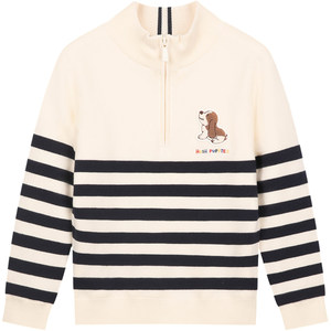 
Hush Puppies children's knitted sweaters 25 autumn and winter new half open collar casual boys striped girls striped sweaters