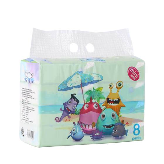 
New packaging of Big Sea Monster tissue paper, 8 consecutive packs of 60 cigarettes, affordable family pack, mini tissue paper, 5 layers, fragrance-free