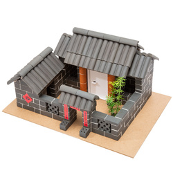 Children's Cement Construction, Little Masons, Chinese-style Courtyard Building House Toys, Green Brick Blocks, Building Walls, Old Yard