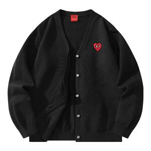 
[Same style of Wang Churan] Charles Peach Heart Knitted Cardigan Sweater Men and Women Autumn and Winter Pure Color Couple Coats