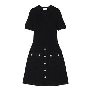 
SANDRO Outlets autumn and winter women's clothing simple temperament black high waist waist knitted dress little black skirt