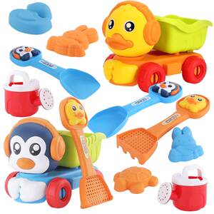 
Children's beach toy set play sand tool shovel baby hourglass girl little yellow duck dump truck digging sand shovel