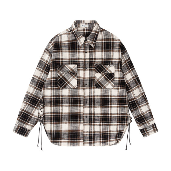 
BEASTER plaid long-sleeved shirt men's woolen 2026 spring new lapel jacket women's inner top