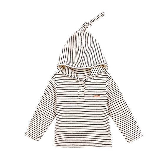 
Little O dad baby boys and girls plus velvet bottoming shirt hooded 2026 spring new baby long-sleeved T-shirt warm sweatshirt