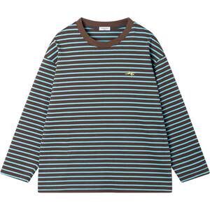 
[Oqiao Muffin] American retro striped T-shirt 100% cotton contrast collar long-sleeved bottoming boys spring wear