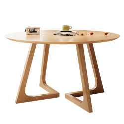 Wanhu solid wood round table household log style dining table