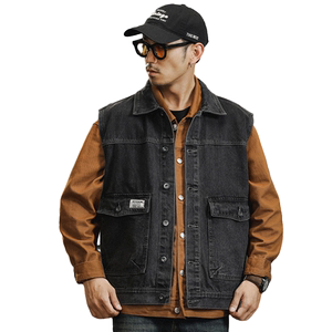 
American retro workwear denim vest for men 2026 spring and autumn new fashion brand loose waistcoat sleeveless vest jacket