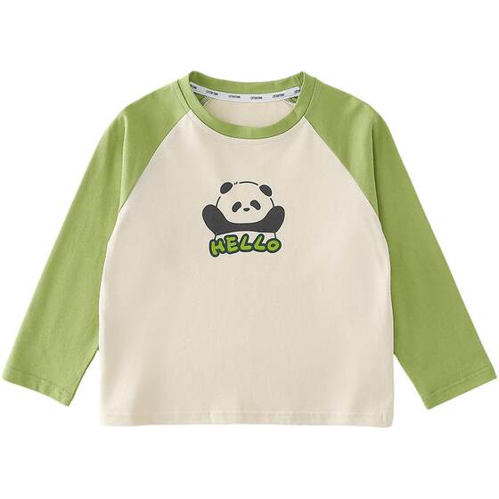 
Cotton baby long-sleeved pure cotton autumn new style boys T-shirt knitted long-sleeved T-shirt two-piece set girls' tops