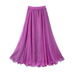 Dance long skirt high waist Posmian 8 -meter big spring golden silk chiffon pleated skirt skirt fairy skirt
