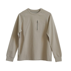 Men's round neck rattle sleeve long sleeve T-shirt, moisture-absorbing and quick-drying simple knitted casual base shirt, Autumn k